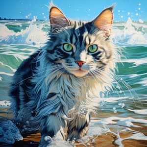 Feline Waves Harmony: Melodic Seascape - Energy Orbiting