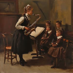 La Biblioteca Flotante: Estudio de Saxofón en la Noche - Concentration