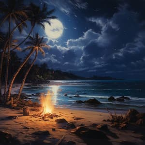 Nighttime by the Bonfire: Cozy Beach Waves for Sleep - Amazing Blaze Fire Sounds