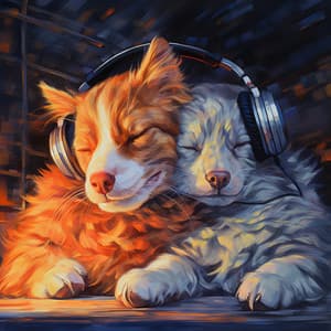 Comforting Glow: Pets Fire Calm - Fluffy