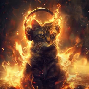 Cats in Fire's Glow: Calming Music - Cat Music Zone
