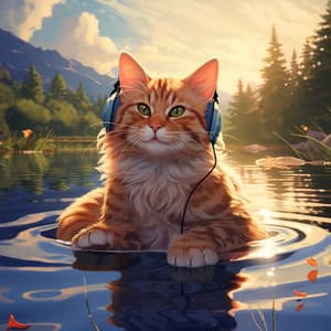 Cat's Melodic Purr: Music by the Brook - Melodycloud