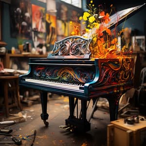 Lienzo Rítmico: Impresiones De Piano - Gato de piano