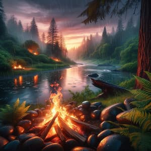 Firelight Serenade: Nature's Evening Glow - CreativeWaves