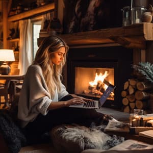 Flujo De Trabajo Radiante: Serenata De Piano A La Luz Del Fuego Para La Productividad - Conjunto de adoración