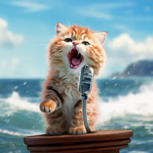 Ocean Whiskers: Feline Restful Air Echoes - Stress Relief Helper