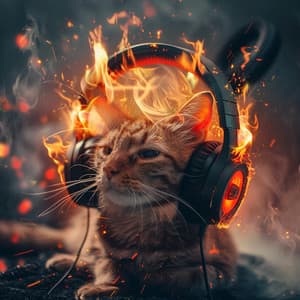 Cats Warm Curl: Fire's Soothing Tunes - The Cat Relaxer