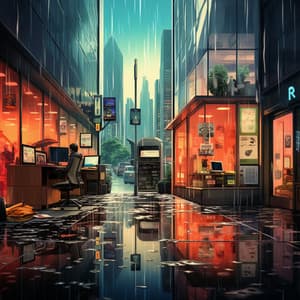 Rainy Workday Harmony: Drizzle's Efficient Recitative - Four Robes