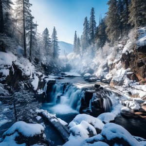 Snowy Serenity: Relaxing Waterfall Descent - Relaxing Piano Music Consort