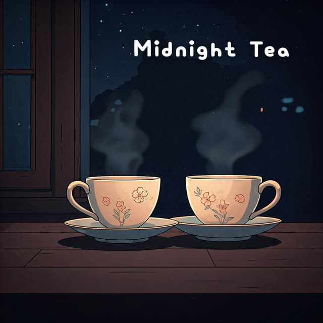 Midnight Tea: Steaming Cups, Quiet Sips, Soft Lofi, Calm Moments, Reflective Night - LofiCentral