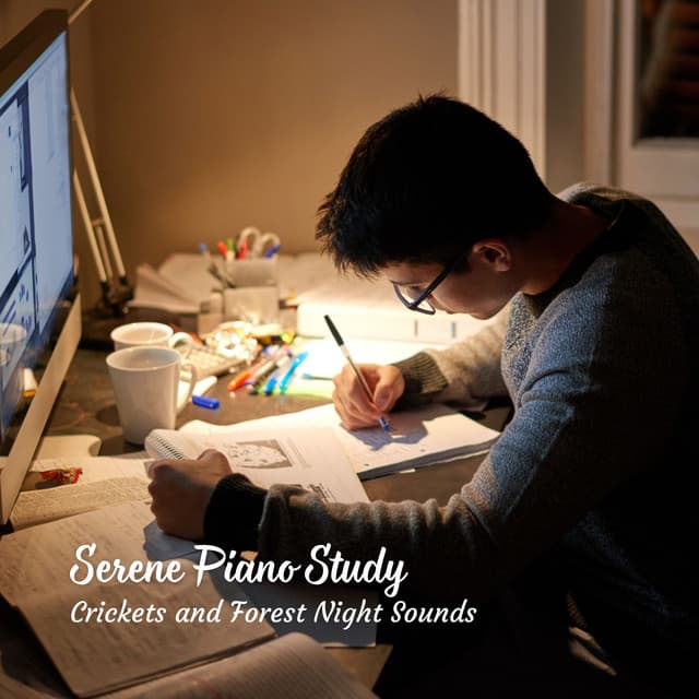 Serene Piano Study: Crickets and Forest Night Sounds - Mozartian Pianist