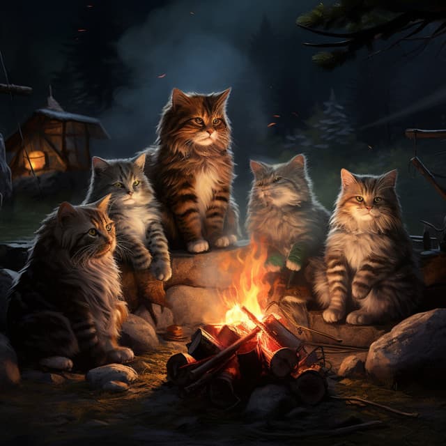 Mystic Firelight Choir of Cat Harmony: Music for Stress Relief - Recording Nature